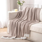 MIULEE Super Soft Throw Blanket for Couch, Taupe Cozy Fluffy Warm Blankets Lightweight Knit Throw Blankets for Sofa, Bed, Chair, Living Room, Camping, Picnic, 60 x 80 inch