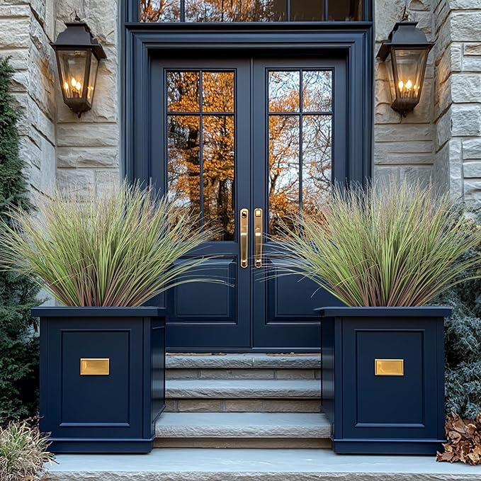 Fake Grass Artificial Grass Greenery Stems Fall Flowers Artificial Shrubs Wheat Grass Greenery Home Decor Artificial Plants Ornamental Grass Outdoor Fake Grass Leaves(24pcs) Purple-Green