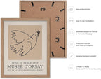 Poster Master Vintage Poster - Retro Minimalist Print - Gift for Artist, Friend - Dove Of Peace, Line Drawing, Sketch, Abstract - Wall Decor for Living Room, Bedroom, 8x10 Beige Framed