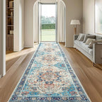 Topllen Runner Rug - 2'x10' Boho Washable Kitchen Rug, Non-Slip Soft Low Pile Rugs Indoor for Hallway Hall Living Room Bedroom Sunroom, Vintage Throw Stair Carpet Stain Resistance (Multi, 2x10ft)