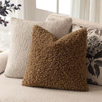 Foindtower 2 Pieces 18x18 Inch Dark Bronze, Faux Fur Throw Pillow Cover Accent Sherpa Furry Pillow Covers Fuzzy Soft Pillowcases Cozy Sheepskin Decorative Fleece Cushion Case for Bed Couch Living Room