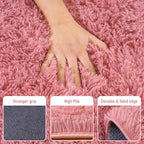 Soft Fluffy Rug for Living Room, 4x6 Cameo Pink Shag Area Rug for Bedroom Living Room, Non-Slip Fuzzy Carpet for Girls Boys Kids, Throw Rugs for Dorm, Modern Home Decor Aesthetic, Cameo Pink