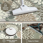 Area Rug 2x6 Brown White Washable Entry Rug Multicolored Tropical Botanical Modern Floral Indoor Kitchen Door Mat Entrance Carpet Non Slip for Bedroom Living Room, Porch