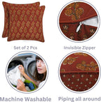 Ridhi Hand Block Print 20x20 Red Decorative Outdoor Couch Throw Canvas Pillow Cover Set of 2 Washable Modern Vintage Boho Chic Spring Home Decor GIFS Cover