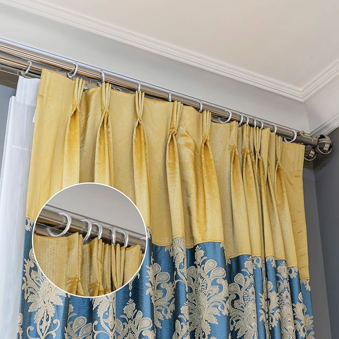 Hotop 60 Pieces 1.65 Inch Metal Drapery Curtain Rings Curtain Hanging Rings and 60 Pieces Metal Drapery Pin Hooks for Drapes Window Door Shower (Silver)