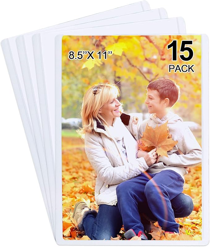 15 Pack Magnetic Picture Frames, Holds 8.5 x 11 Inches Photos Pictures, A4 Size White Magnetic Photo Frames with Clear Pocket for Refrigerator,Fridge, Locker, Office Cabinet