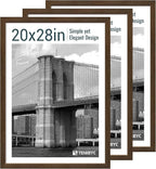 20x28 Picture Frame Set of 3 - Brown Woodgrain, Wood Poster Frame, Gallery Frame - Wall Hanging