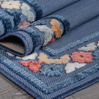 Beverly Rug Outdoor Rug 8x10 Modern Bordered Area Rugs for Indoor and Outdoor Patio Easy to Clean Non Shedding Living Room Porch Garden Washable Outside Carpet (8 x 10 Blue)