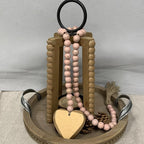 Fenisam 40" Handmade Farmhouse Bead Garland Wood with Tassel, Boho Chic Decorative String Beads Home Décor, Table Tiered Tray Country Wooden Accents (Rose Dawn Gold, Small)