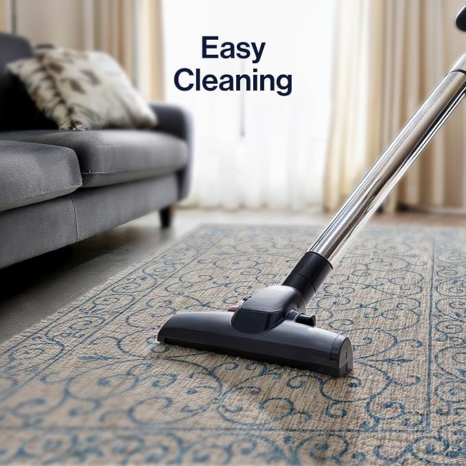 JONATHAN Y Vintage Filigree Indoor Outdoor Area Rug 8X10 Gray/Navy, Charleston Textured Weave for Backyard, Patio, Porch, Easy-Cleaning, High Traffic, Pet-Friendly, Non-Shedding (SMB106C-8)