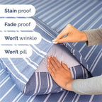 King Sheets Set 6 Piece - Includes 4 Pillowcases - Bed Sheets King Size - Soft Hotel Luxury Bedding - Cooling, Comfy & Breathable - 1 Flat & 1 Fitted & 4 Pillowcases w/ Deep Pockets - Blue Stripes