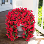 Artificial Bougainvillea Faux Flowers Plants Baskets for Outdoor Outside Summer Decoration, 3 PCS Fake Silk Long Hanging Vines UV Resistant Realistic for Front Door Porch Patio Balcony Yard, Red