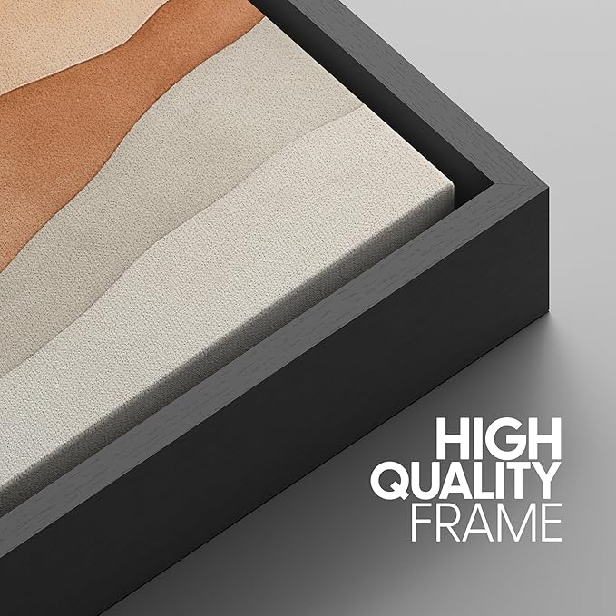 SIGNWIN Framed Canvas Print Wall Art Neutral Earth Tone Landscape Minimalist Mountain Silhouette Photography Modern Art Minimalist Black and White for Living Room, Bedroom, Office - 24"x36"x3 Black