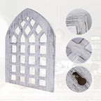 Rustic Wood Window Frame with Green Wreath and Arrows Wall Decor，Farmhouse Window Frame Hanging Decor, Wooden Fake Decoration,Window Pane Wall Decor,Set of 2 (windows white)