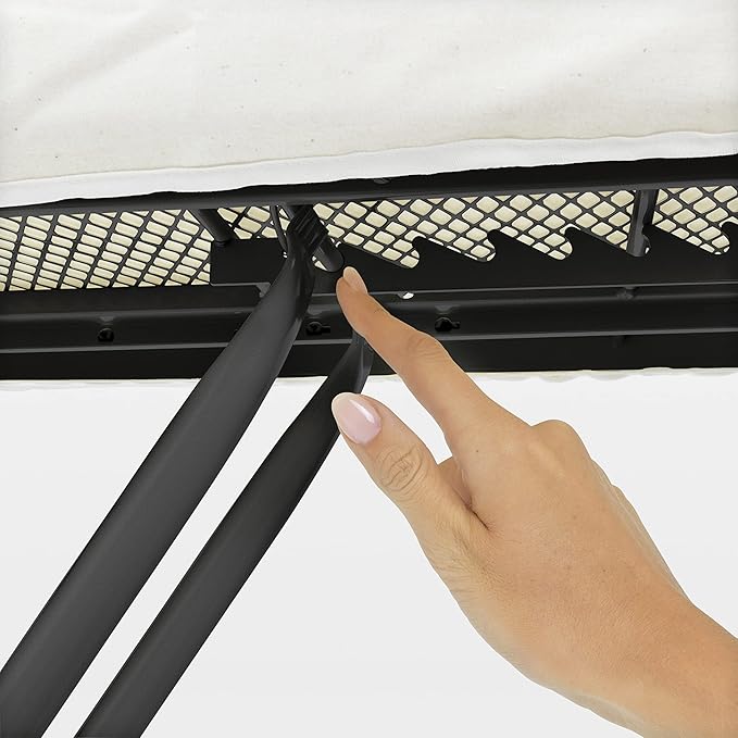 Brabantia Size B Ironing Board (49x15 in) 7 Height Options, Adjustable Steam Iron Rest Holder (Denim Blue) Non-Slip Feet, Anti-Collapse Child Locks