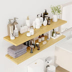 Dreamland 55" Floating Shelves for Wall, 12" Deep Slim Oak Floating Shelves, Wall-Mounted Shelves for Bedroom, Living Room, Kitchen, Bathroom - Set of 2