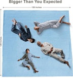 PHF 100% Cotton Waffle Blanket Oversized King 120"x120", Lightweight Breathable Extra Large 10'x10' Summer Blankets for Bed, Giant Big Luxury Aesthetic Woven Bedding for Home Decor, Sky Blue