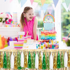 3P Sage-Green Beige-Mint Gold Foil Fringe Metallic Tassel Garland Banner, Tassels Banner Streamers for Parade Floats, Bachelorette, Wedding, Birthday, Christmas, Bridal/Baby Shower Party Decorations