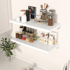 30" Floating Shelves for Wall, 12" Deep Slim White Floating Shelves, Wall-Mounted Shelves for Bedroom, Living Room, Kitchen, Bathroom - Set of 2