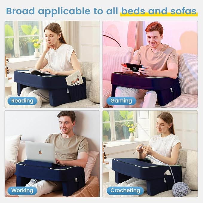 Reading Pillow for Gaming,Lap Desk Pillow for Laptop，Arm Rest Pillow for Reading, Working, Crocheting, Playing Steam Deck Switch or Sitting in Bed,Sofa