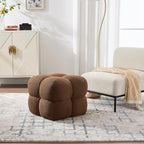 ONEVOG 21" Dark Brown Modern Ottoman, Square Fuzzy Couch Sherpa Pouf Ottoman, Tufted Fluffy Boucle Fabric Foot Stools, Upholsered Footrest & Coffee Table for Living Room Bedroom, Cute Pouf Home Decor