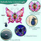 Solar Garden Light, Metal Butterfly Wall Art, 19" Large Hanging Decor for Garden Patio Fences Porch Yard Art Outdoor Wall Decor, Weatherproof Decorative Lighting, Housewarming Wedding Birthday Gift