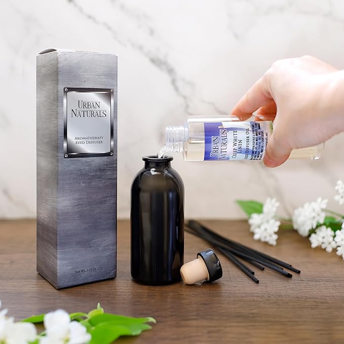 Urban Naturals Lavender Cedarwood Reed Diffuser Oil Set with Reed Sticks – Made in The USA