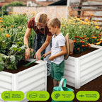 Galvanized Raised Garden Bed Outdoor, 2 Pcs 6x3x1.5FT Outdoor Large Planter Raised Beds Open Base with Safety Edge and Glove for Vegetables Flowers Ground Planter, White