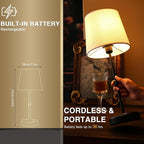 Rechargeable LED Cordless Table Lamp, 5200mAh Battery Operated, 3 Level Brightness, Portable Night Bedside Lamp, Ambient Desk Light for Home Decor, Patio, Restaurant, Dinning(Black)