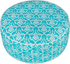 FUNHOME Inflatable Outdoor Ottoman with Air Pump,20"x9" Portable Patio Pouf,Water Resistant,Fade-Resistant,Round Blow Up Footrest Stools for Home Garden Camping Travel(Romantic Blue)