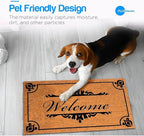 PLUS Haven Coco Coir Door Mat with Heavy Duty Backing, Natural Welcome Doormat, 17.5”x30” for Entrance, Front Porch, Easy to Clean Entry Mat, Outdoor and Indoor Uses, Home Décor