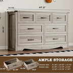 7-Drawer Dresser for Bedroom, Modern Wooden Chest of Drawers with Metal Handles, Anti-Tipping Design, Sturdy and Stable Storage Organizer for Living Room, Entryway, Home Office