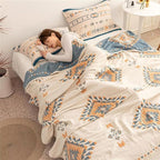 Spring Blankets Cotton Throw Blanket 60''x 80'' Muslin Blanket for Couch Bed Chair,Cozy Soft Bed Cotton Quilted Boho Quilts Blanket Gifts for Women