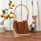 OMISHE 59in Wood Bead Garland with Tassels, Decorative Beads Decor, Farmhouse Wooden Beads Garland for Wall Hanging Home Festival Decor, Brown