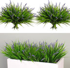 alyptus Artificial Flowers for Outdoors 24 Bundles Fake Monkey Grass Plants Outdoor Plastic Purple Flower Outside Green Leaf Decoration for Patio Pot Décor (24 Bundle Purple Flowers)