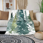 HGOD DESIGNS Watercolor Grey Fir Trees Forest Blanket,Coniferous Tree Decor Blankets Soft Warm Throw for Women Birthday, Home Living Room Decoration 40"x50"
