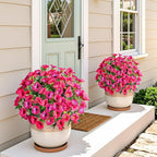 UV Resistant Artificial Petunias 13.3In Fake Flowers Artificial Flowers for Outdoors Silk Flowers 8PCS Fake Hanging Basket Plants Suitable for Outdoor Porch Decoration Patio Decor (Rose red)