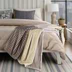 Lahome Brown Fleece Throw Blanket for Couch Double-Color Rainbow Fluffy Warm Cozy Bed Blanket Soft Fuzzy Modern Throw Blankets for Sofa Home Decor, Brown 50''x60''