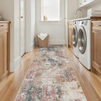 Tortania 2x6 Runner Rug for Entryway: Neutral Washable Soft Thin Area Rugs - Non Slip Indoor Carpet for Hallway Living Room Bedroom Dining Room Office Nursery Home Floor Decoration - Colorful Multi