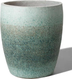 Emissary Bullet 18 in. Coastal Splash Ceramic Round Planter (18 in. L x 18 in. W x 21 in. H) with Drainage Hole