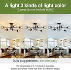 SZXYKEJI 6-Lights Glass Globe Sputnik Chandelier Modern Flush Mount Ceiling Light Fixture Black Farmhouse Lighting for Dining Room Living Room Bedroom Kitchen Passageway.