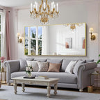 YIROMAN Bathroom Mirror 72"x36", Large Brushed Gold Bathroom Mirror for Over Sink with Aluminum Frame, Rectangular Vanity Mirror with Right Angle, Wall Mirror Hangs Horizontal or Vertical