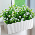 Artificial Plants Flowers Grass Shrubs 8 Pack No Fade Faux Plastic Flowers Outdoor for Vases Farmhouse Garden Porch Patio Office Indoor Wedding Decoration Greenery Fake Plants (2#White)