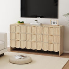 9 Drawer Dresser for Bedroom, Modern Closet Chest of Drawers with Wave Fluted Drawer, Wood Storage Small Dresser Organizer for Nursery Bedroom Living Room Hallway Closet (Natural)