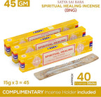 Satya Spiritual Healing Incense Sticks, Satya Bng (Bangalore) Insenses 15gmx3 Pack with Raajsee Incense Holder Bundle, Satya Nagchampa Natural Incense