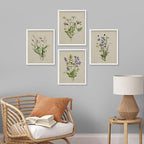 SIGNWIN Framed Watercolor Floral Botanical Wall Art, Set of 4 Vintage Wall Decor Prints, Minimalist Wall Décor for Living Room, Bedroom - 12"x16" White