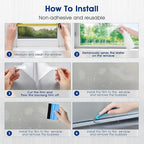 Privacy Window Film Static Cling, Frosted Glass Decorative Window Film with 96% UV Blocking, Non-Adhesive Removable Window Cling for Home Office Bathroom, 35.4 x 118.1 Inches, Pure