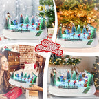 VCUTEKA Christmas Village Houses, Santa Claus with Tree and Rotating Kids Skating Lighted Musical Christmas Village Collectible Building for Xmas Indoor Decorations or Holiday Table Displays