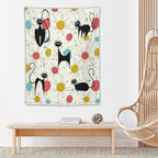 ICMOLYYENLO Abstract Cat Tapestry, Medieval Abstract Atomic Star Cat Vintage Home Wall Hanging Art Tapestry for Bedroom Living Room Dormitory 30x40 Inch