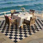 Lahome Checkered Easy Jute Outdoor Rug, 5x7 Farmhouse Rugs for Living Dining Room, Washable Non Slip Non Shedding Floor Carpet for Sunroom Mudroom Backyard Deck